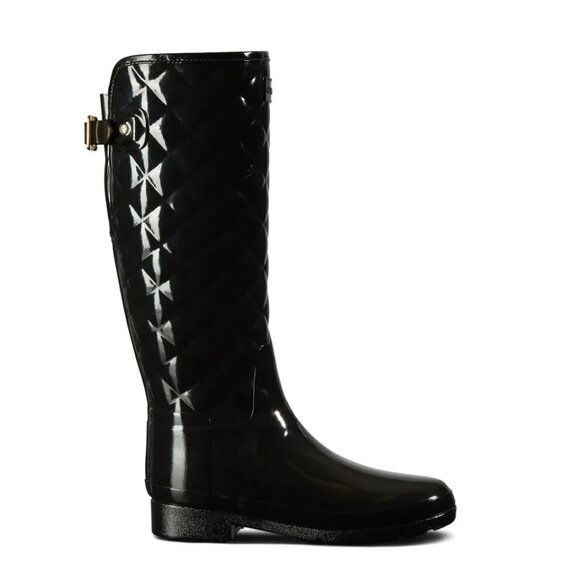 Hunter Shoes - Hunter Women's Refined Adjustable Quilted Slim Fit Tall Rain Boots in Black